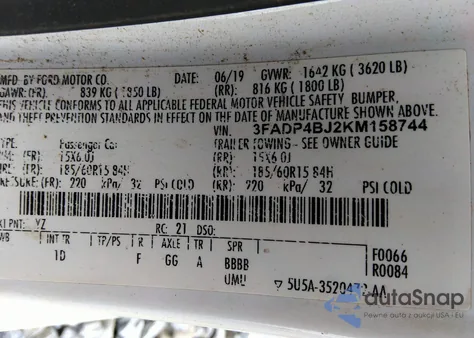 2019 Ford Fiesta Se from USA, damaged, VIN 3FADP4BJ2KM158744